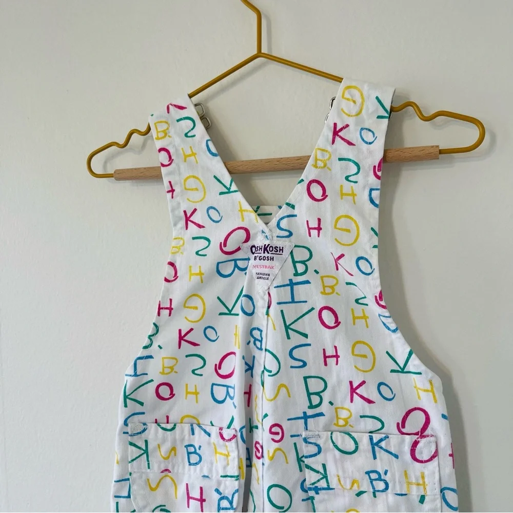 Vintage OshKosh B'gosh White Alphabet Print Overalls